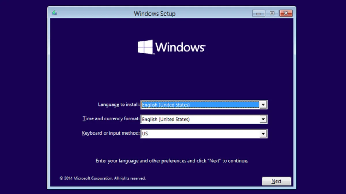 Windows 10 Installation/Setup Screen (2015)